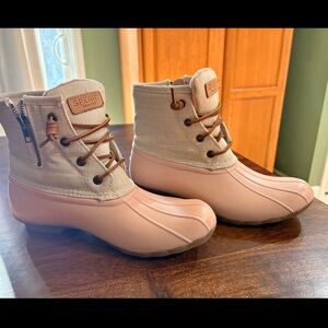 Sperry Pink and Cream Winter Boots